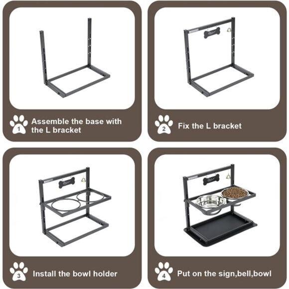 Elevated Dog Bowls with Slow Feeder, Raised Dog Bowl for Large Dogs Adjustable - Picture 6 of 7